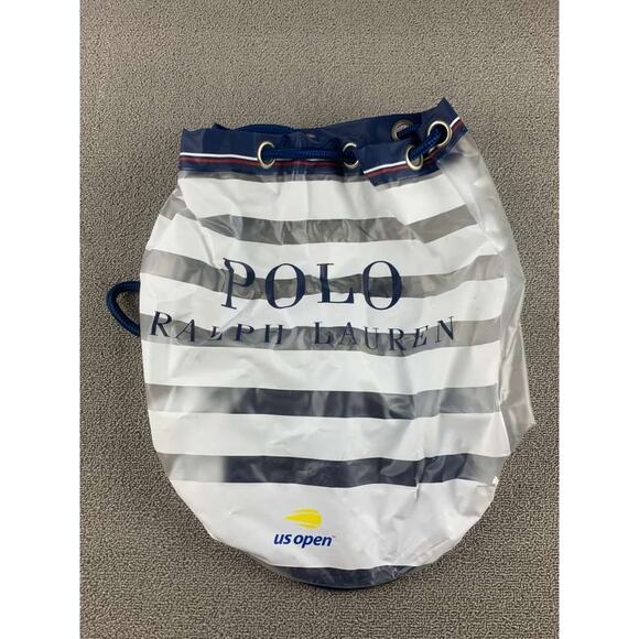 US Open Polo Ralph Lauren Drawstring Backpack White Blue Logo Rope Strap Tote - Picture 4 of 8